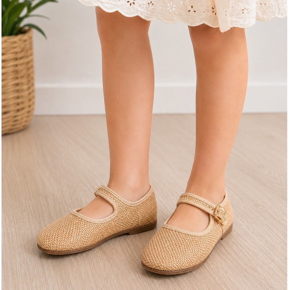 J.Crew Factory Mary Jane Flats Woven Raffia Natural Tan Dressy Trip BW246 K11
